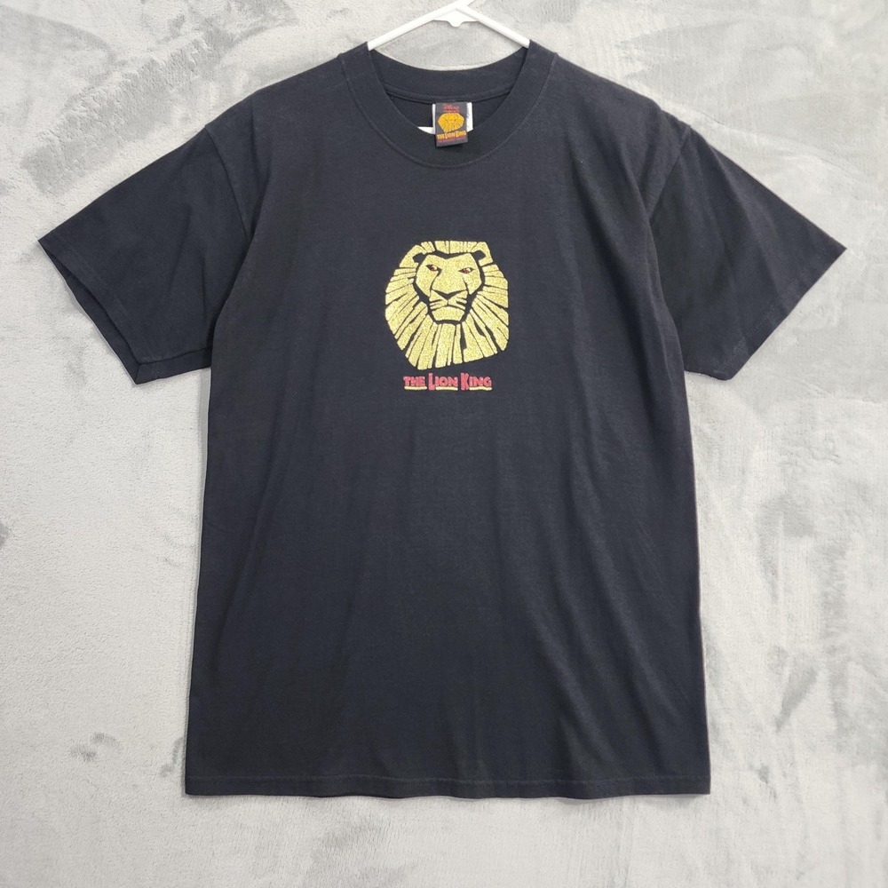 Vintage Gildan Tee Men M Black Gold Disney Lion King Broadway Musical Rhinestone